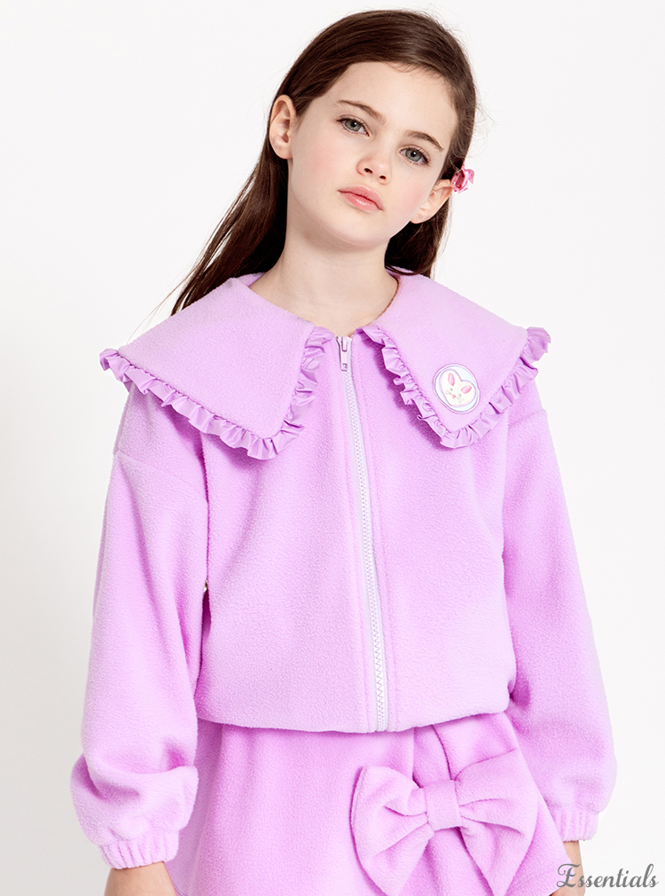 [SALE] Ruffle Collar Fleece Jacket_Lavender